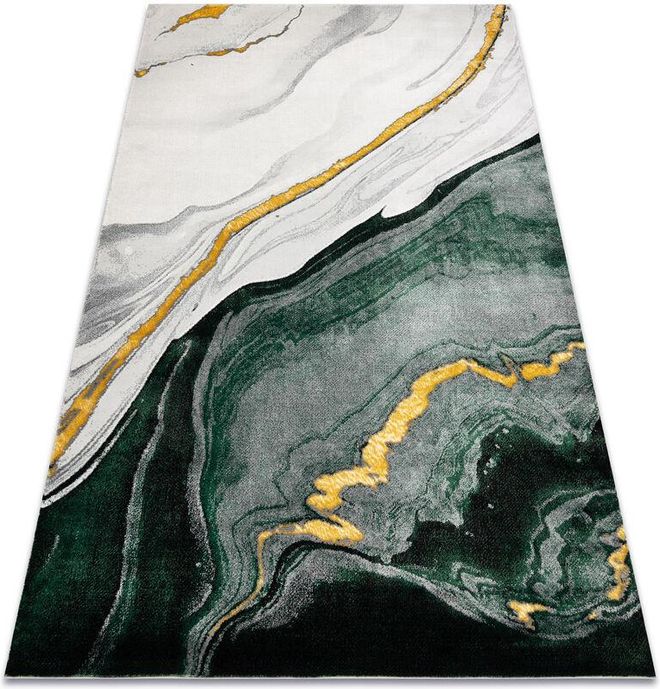 Tappeto emerald esclusivo 1017 glamour, elegante Marmo verde bottiglia / oro green 140x190 cm