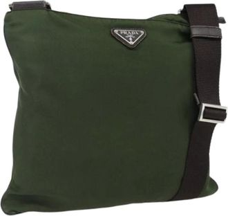 Prada Pre-owned Cross Body Bags, female, Green, Size: ONE SIZE Pre-owned Nylon Cross Body Bag
