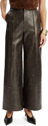 Bardot Marlowe Faux Leather Wide Leg Pants in Dark Choco at Nordstrom, Size 2