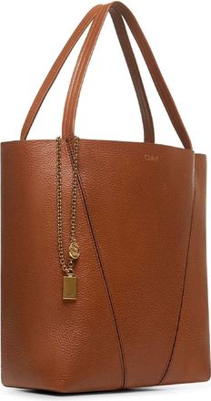 Chlo&eacute; Womens Tote Bag Spin Clay Brown Calf Leather Shoulder