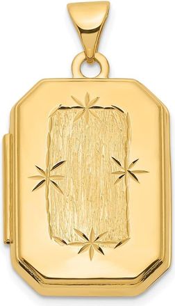 Diamond2Deal 14k Yellow Gold Diamond-cut Brushed 20mm Rectangular Locket Pendant