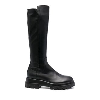 AGL Black Malika Leather Textured Low Boots