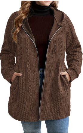 Generic Oversized Hoodies for Women Full Zipper Longline Hoodie Solid Color Hooded Sweatshirts Fleece Jackets Long Sleeve Tops Casual Loose Fit Hoody Plain Sw