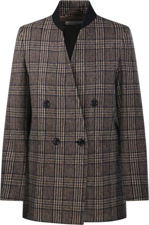 Max Mara Elmo Check Jacket - Jackets - Mujer - Marr&oacute;n - M