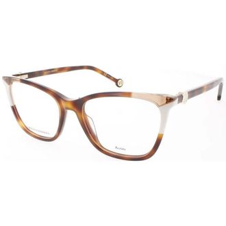 Carolina Herrera Ladies Beige Rectangular Eyeglass Frames CHCH00570C1H53