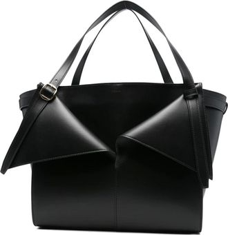 Coperni Tassen, Dames, Zwart, ONE Size, Leer, Zwarte Leren Shopper Tas