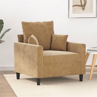 vidaXL Sill&oacute;n De Terciopelo Marr&oacute;n 60 Cm Vidaxl