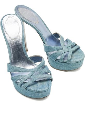 Rene Caovilla open-toe platform sandals - Blue
