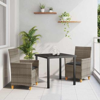 vidaXL Conjunto De Comedor De Jard&iacute;n 3 Pcs Gris Rat&aacute;n Sint&eacute;tico Vidaxl