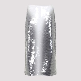 Max Mara Womens Toano Sequined Skirt - Silver Elastane - Size X-Small