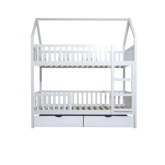 Muemue Litera Casita + 2 Cajones Madera Blanco 90x190/90x190cm