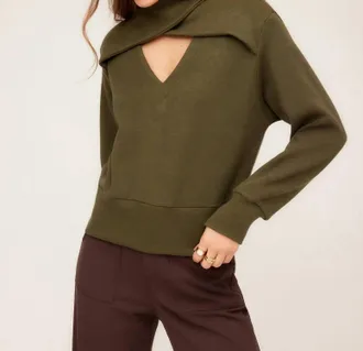 Fifteen Twenty Caly Turtleneck Sweater In Olive