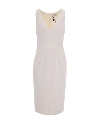 Elisabetta Franchi Sleeveless Crepe Dress with Origami-Inspired Darts