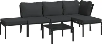 vidaXL Juego De Muebles De Jard&iacute;n 6 Piezas Acero Con Cojines Gris Vidaxl