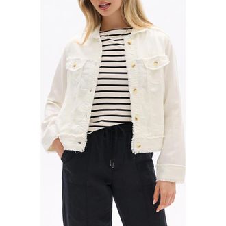 Hatley Fringe Detail Trucker Jacket in Whisper White at Nordstrom, Size X-Small