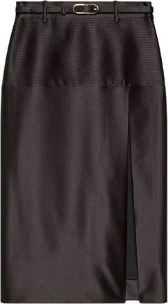 Gucci Black Silk Duchesse Embroidered Skirt Size XS