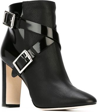 Generic Classic Block High Heel Ankle Boots Womens, Simple Elegant Metal Belt Buckle Decorated Short Booties, Sexy Pointed Toe Party Office Work Boot,Black,2.