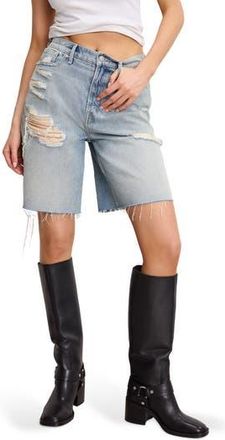 Good American Good Extreme High Waist Denim Barrel Shorts in Indigo809 at Nordstrom Rack, Size 14