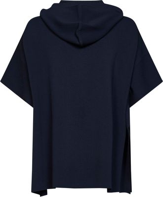 Max Mara Womens Hooded Cardigan Mxmelogio Navy Blue Viscose Sweatshirts Sweater