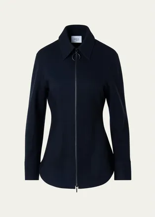 Akris Wool-Cashmere Zip-Front Blouse