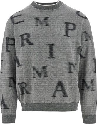 Armani Logo Pullover Sweater - Heren - Ronde hals truien - Grijs - S - Katoen - Truien & Vesten