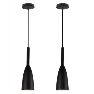 OEM Suspension - Hierro Forjado - E27 - Ajustable Hasta 100 Cm - Para Sal&oacute;n Cocina Comedor - Negro - 2 Unidades