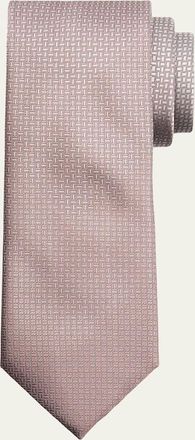 Brioni Mens Micro-Geometric Square Jacquard Silk Tie