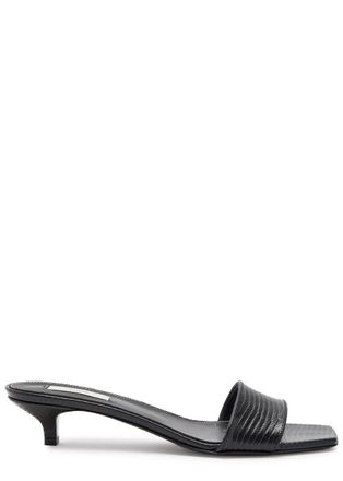 Toteme 40 Lizard-effect Leather Mules - Black - 40 (IT40/ UK7)