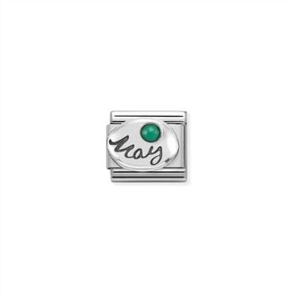 Nomination Unisex Birth Stones Links Bracelet In May Emerald Silver