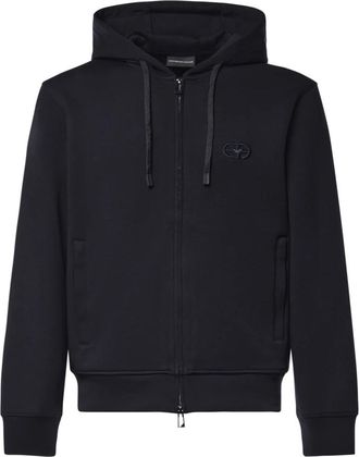 Emporio Armani Logo Cotton Hoodie - Heren - Sweatshirts & Hoodies - Blauw - Maat: XL Katoen