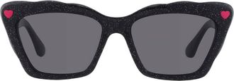 Betsey Johnson Smoke Cat Eye Ladies Sunglasses 10266329.CGR BLKSMK