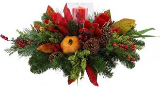 Creative Displays Inc. Handmade Holiday Candleholder With Pomegranates, Berries & Pinecones
