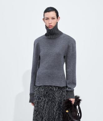 Bottega Veneta Maglia in lana doppia - Grigio - Donna - S