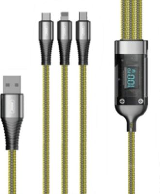 OEM Cable De Carga 3 En 1 - Pantalla Digital - 100 W - Usb A A Micro Usb Tipo C Lightning - 120 Cm