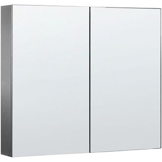 Beliani Beliani - Armadietto da Bagno con 2 Ante e 2 Ripiani a Specchio 80 x 70 cm Navarra