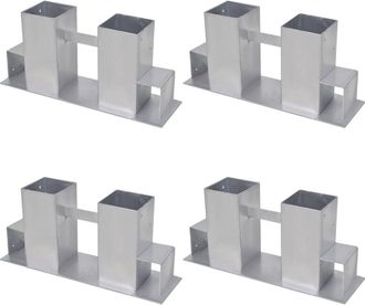 vidaXL Soporte Para El Apilamiento De Le&ntilde;a 4 Uds Acero Plateado Vidaxl