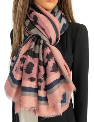 The Accessory Co. Ladies Large Leopard Print Scarf for Women, Animal NHS Colourful Rainbow Bright Striped, Shawl Wrap Long Neck Scarf (Pink Stripe)