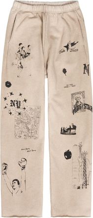 Duke and Dexter Sketch Printed Cotton Sweatpants - Off White - XL