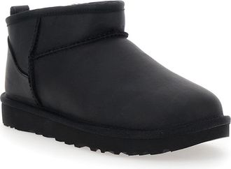UGG Womens Ankle Boots Classic Ultra Mini Black Leather