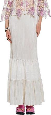 Anna Sui Plisse Tiered Maxi Skirt in Cream at Nordstrom, Size Medium