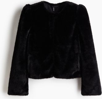 H&M Flauschige Jacke - Schwarz