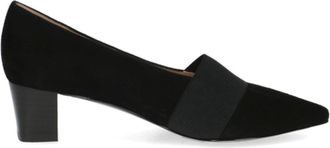 Peter Kaiser Black Pointed Toe Elastic Band Mid-Block Heel Dress Pumps