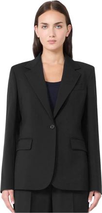 Max Mara Enkeltspent Blazer - Dames - Blazers - Zwart - XS - Wol - Jassen