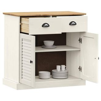 Berkfield Home Sideboard with Drawers VIGO 78x40x75 cm White Solid Wood Pine | Size: 78 x 40 x 75 cm