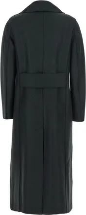 Harris Wharf London Womens Green Double-Breasted Wool Coat Virgin