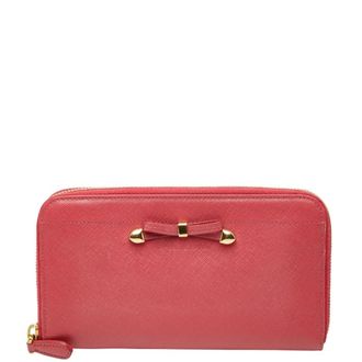 Prada Pink Leather Long Wallet (Bi-Fold) (Pre-Owned)