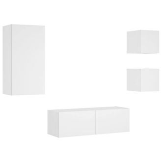 Berkfield Home Modern 4 Piece TV Wall Cabinets with LED Lights White