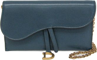Dior Saddle Blue Leather Wallet (Pre-Owned)