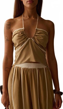 SANCIA Makena Halter Neck Top In Tan