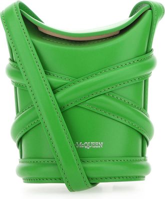 Alexander McQueen Grass Green Leather Mini The Curve Bucket Bag